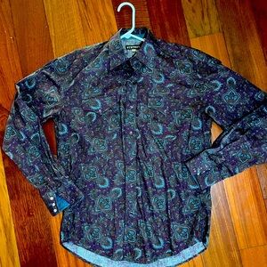 Stetson Men's Paisley Shirt - Purple and Blue paisley Pearl snaps